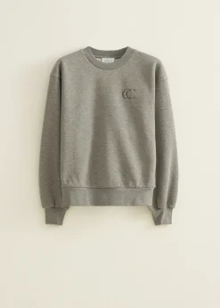 Online Cotton Club Sweater met glitter effect middengrijsgemêleerd
