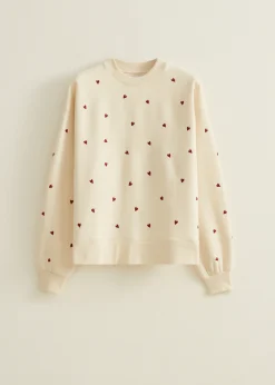 New Cotton Club Sweater met hartjes ecru