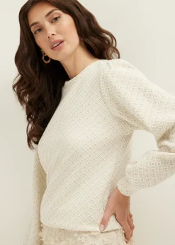 Best Cotton Club Sweater met lurex ecru