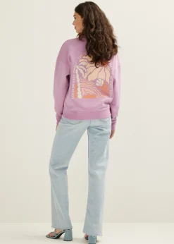 Best Cotton Club Sweater met print lila,midden