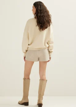 Hot Cotton Club Sweater met tekst print lichtzand