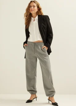New Cotton Club Sweatpants met glitter middengrijsgem&ecirc;leerd