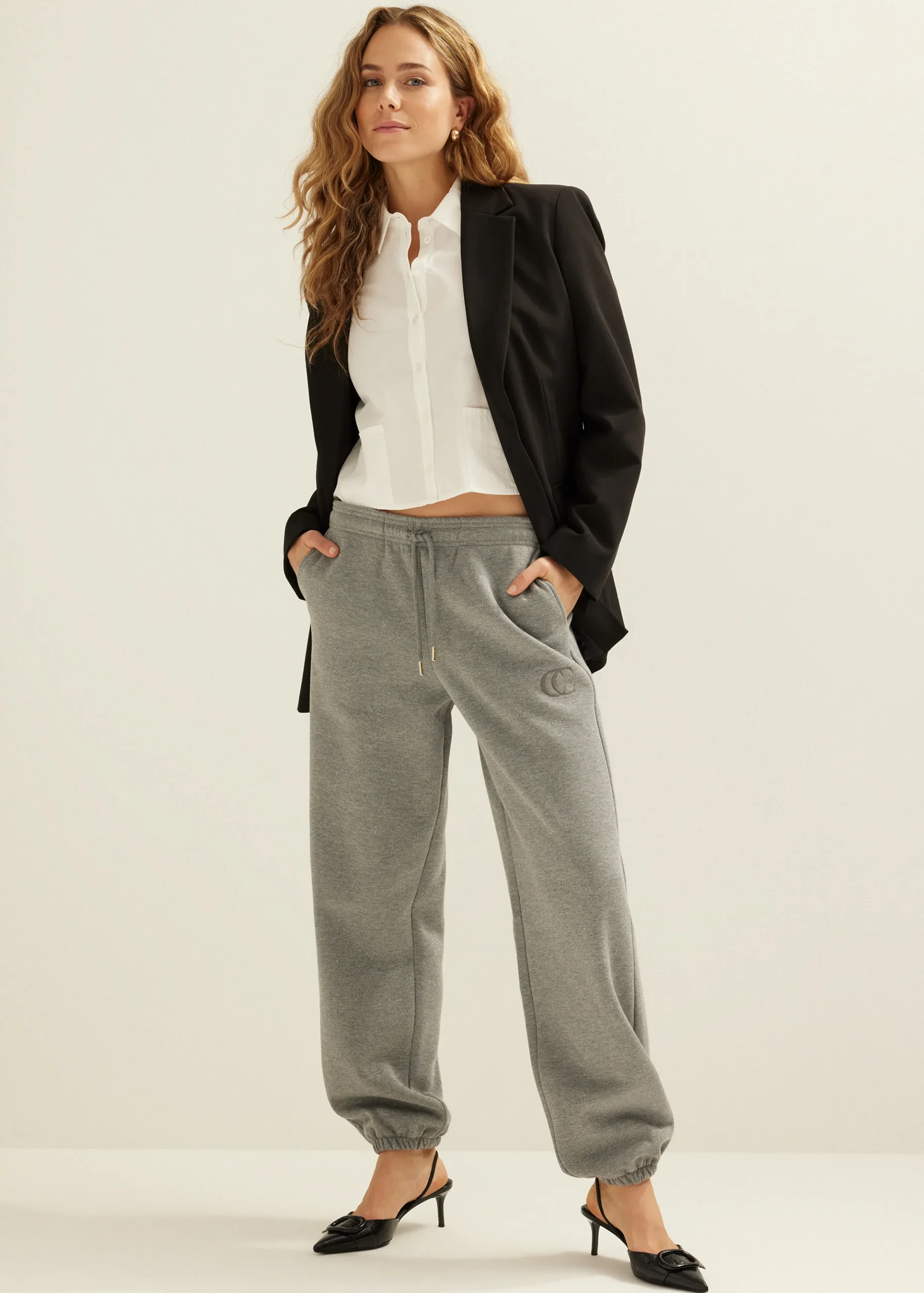 New Cotton Club Sweatpants met glitter middengrijsgemêleerd