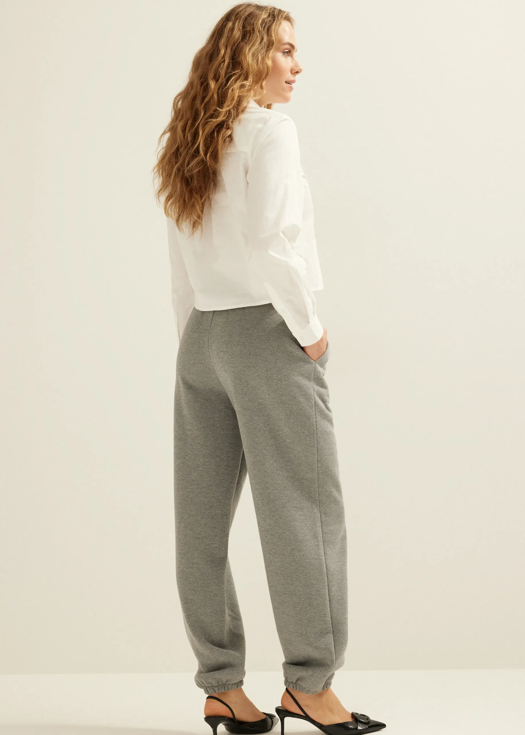 New Cotton Club Sweatpants met glitter middengrijsgemêleerd
