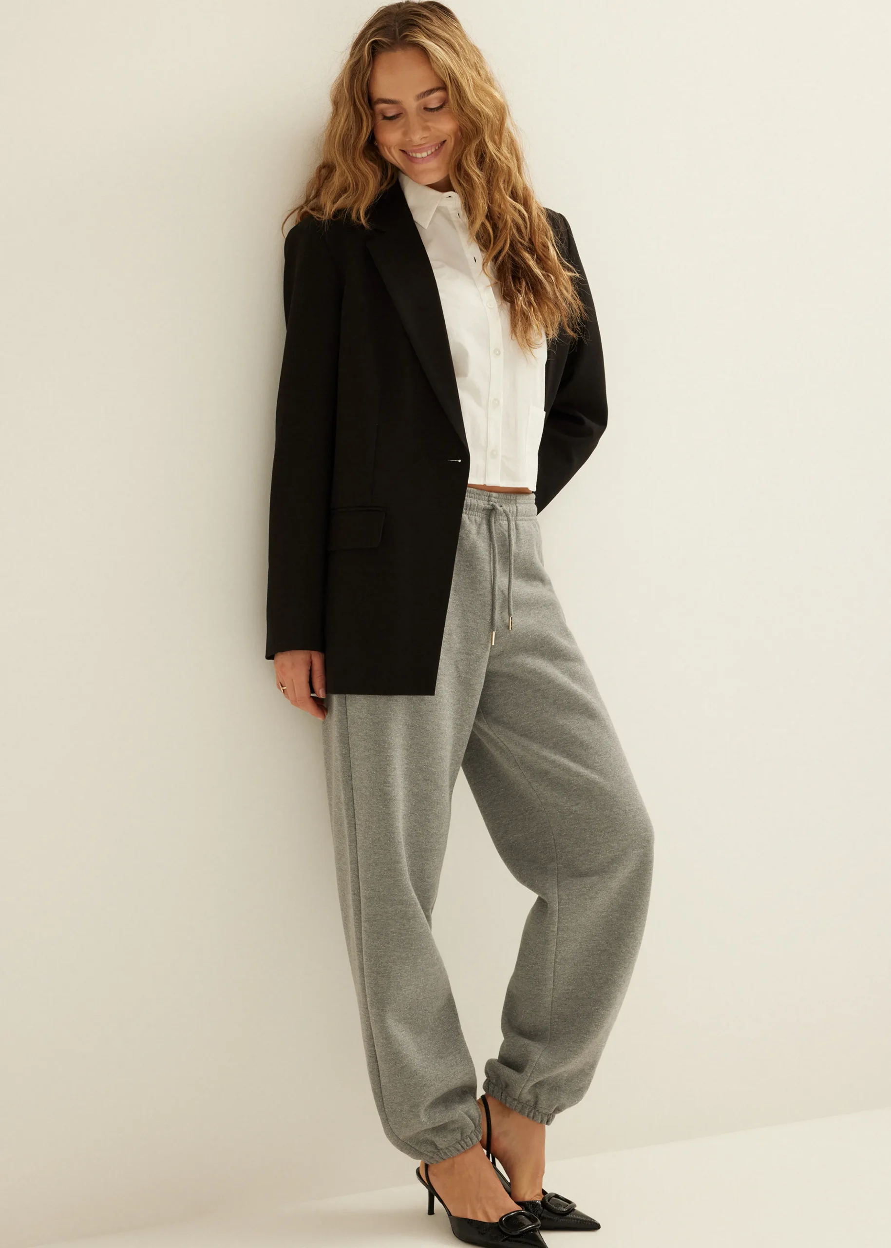 New Cotton Club Sweatpants met glitter middengrijsgemêleerd