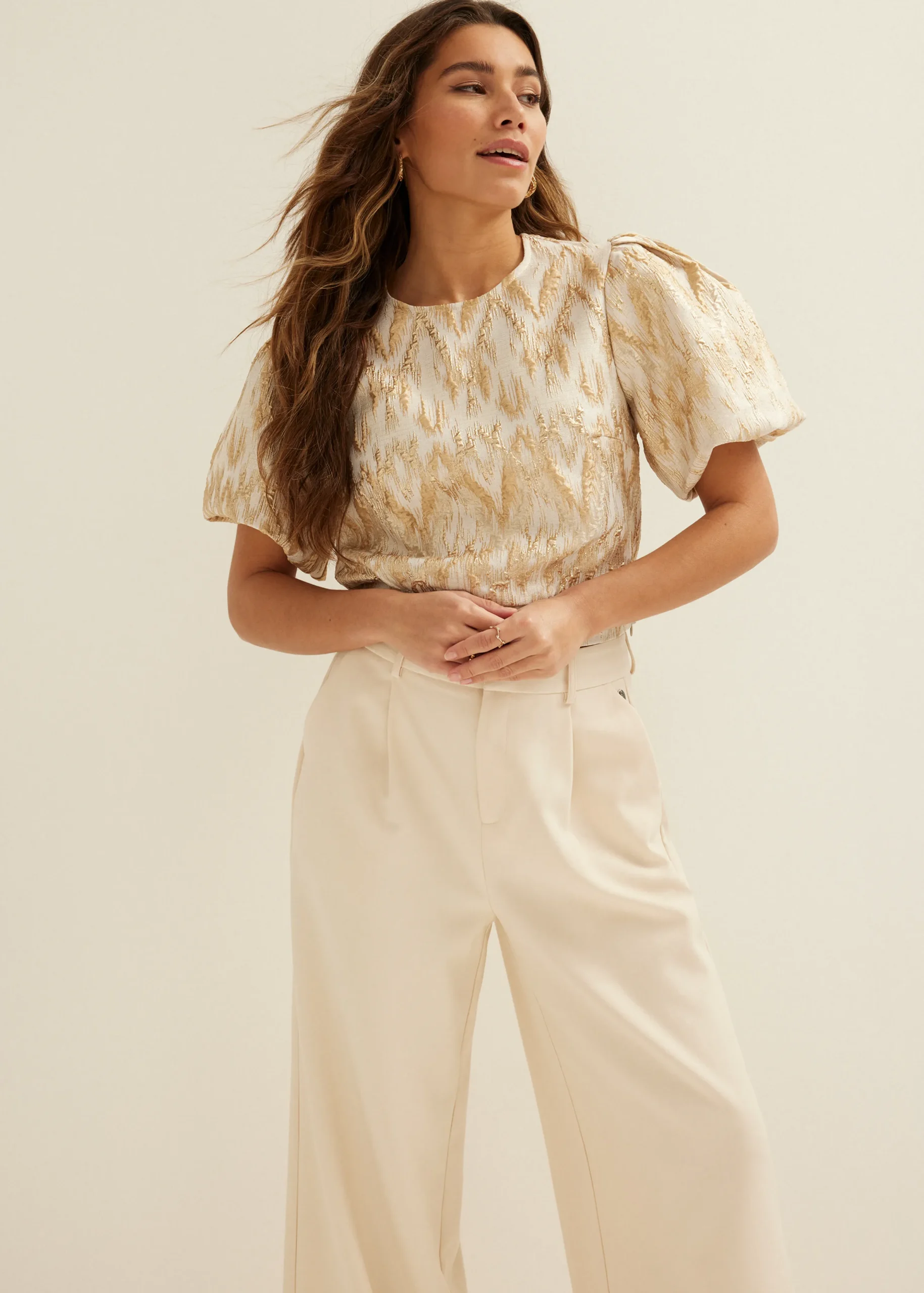 Best Cotton Club Top jacquard middenzand