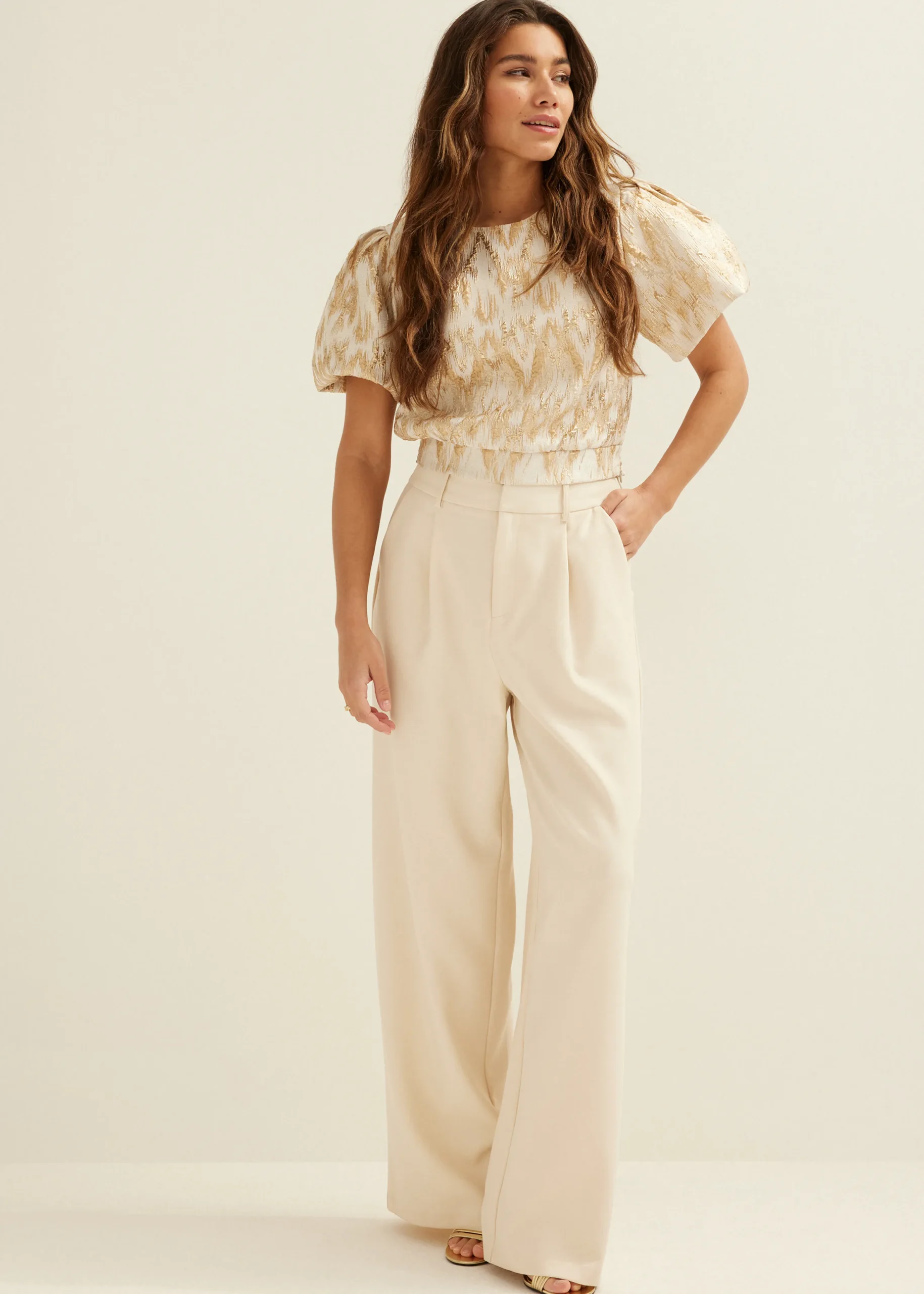 Best Cotton Club Top jacquard middenzand