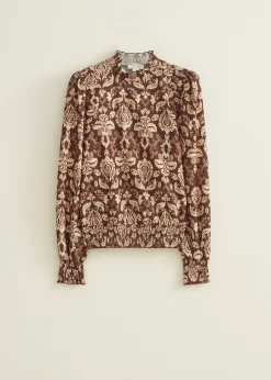 Fashion Cotton Club Top met all-over print choco