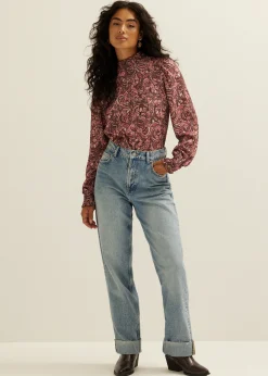 Sale Cotton Club Top met all-over print bordeaux,licht