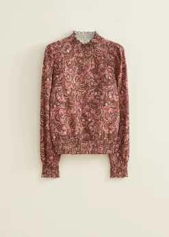 Sale Cotton Club Top met all-over print bordeaux,licht