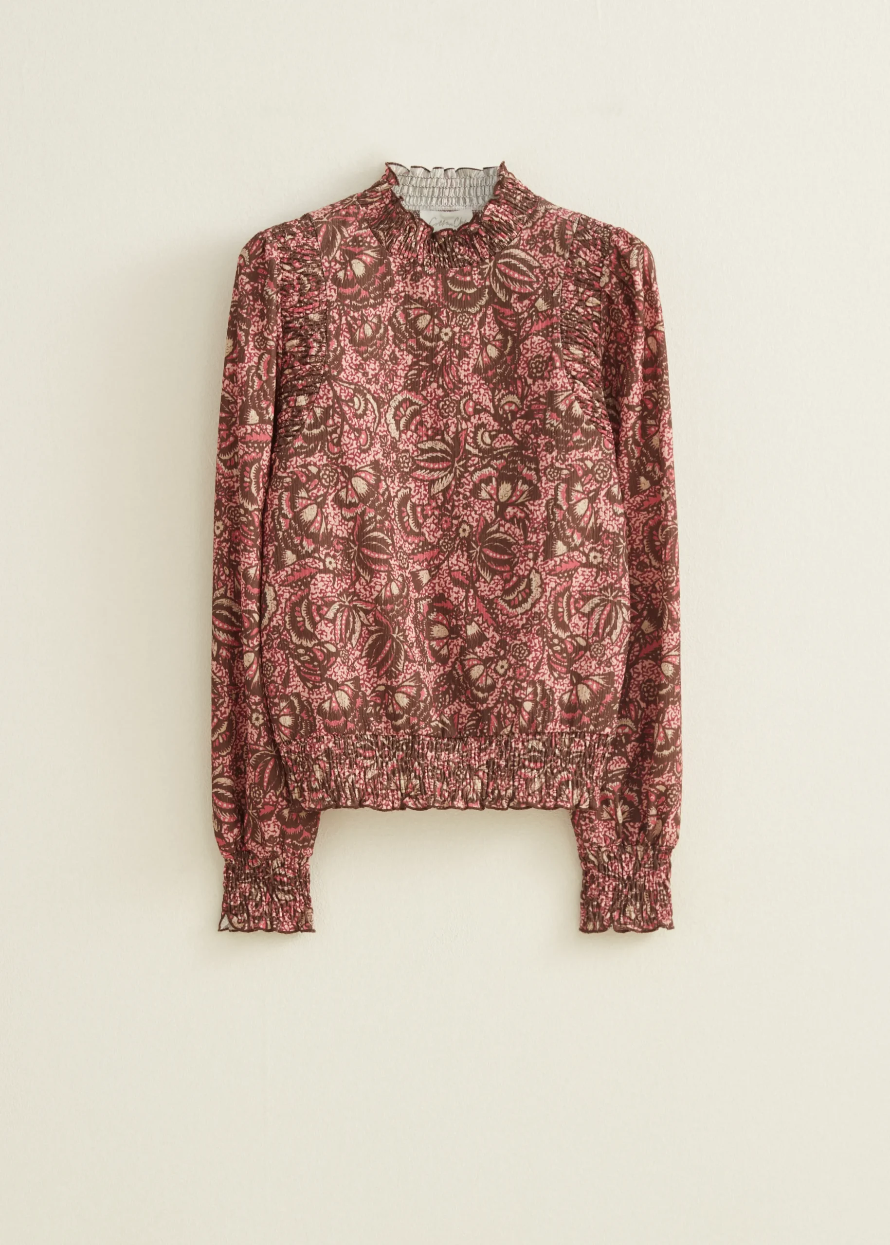 Sale Cotton Club Top met all-over print bordeaux,licht