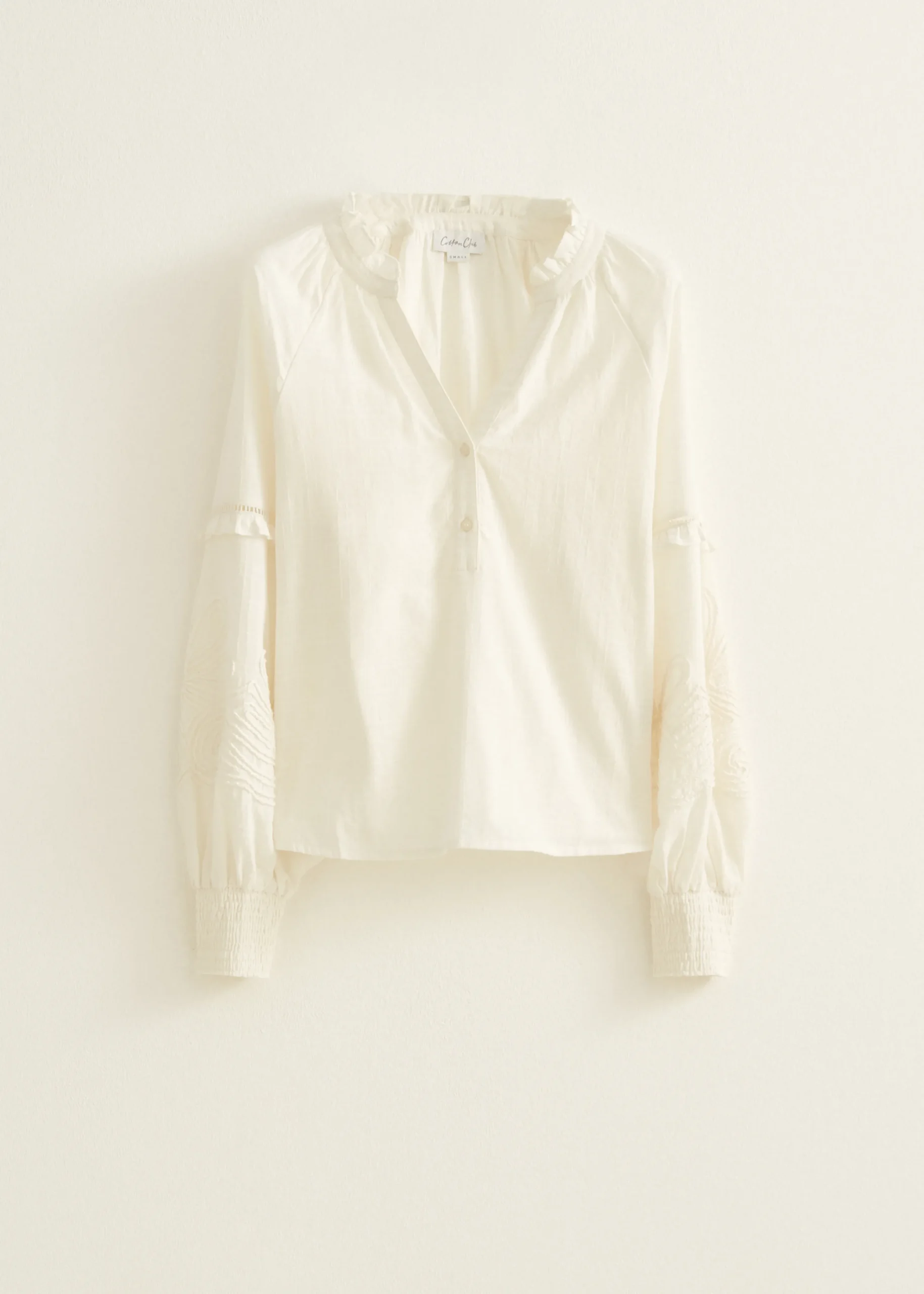 Sale Cotton Club Top met borduurwerk ecru