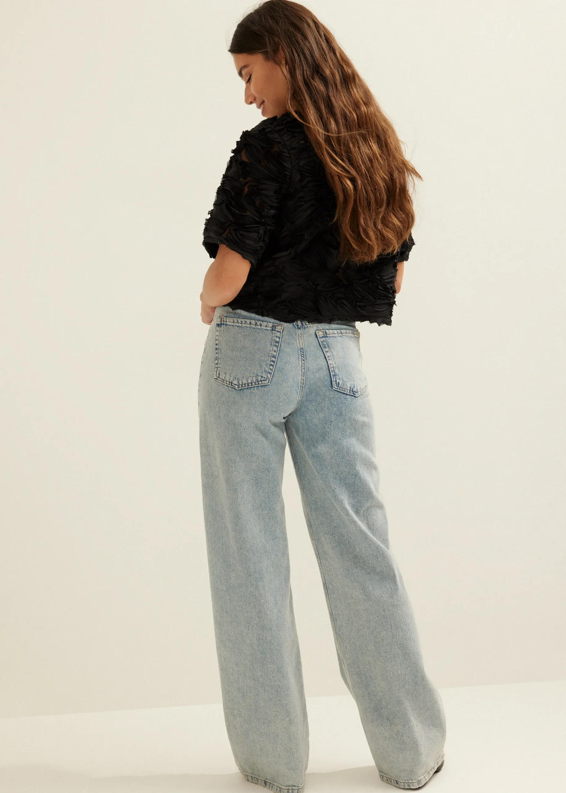 New Cotton Club Top met chiffon details zwart