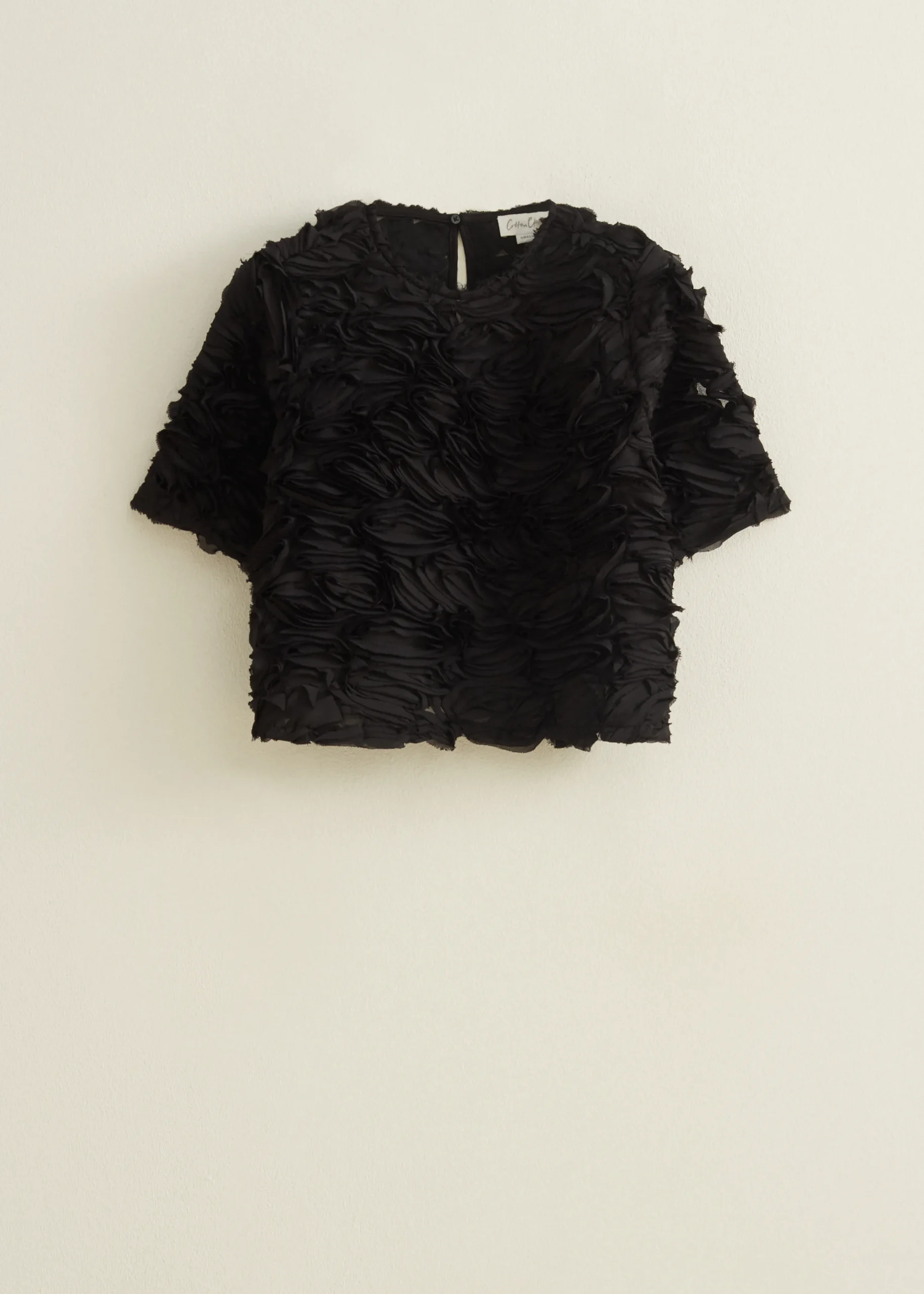 New Cotton Club Top met chiffon details zwart