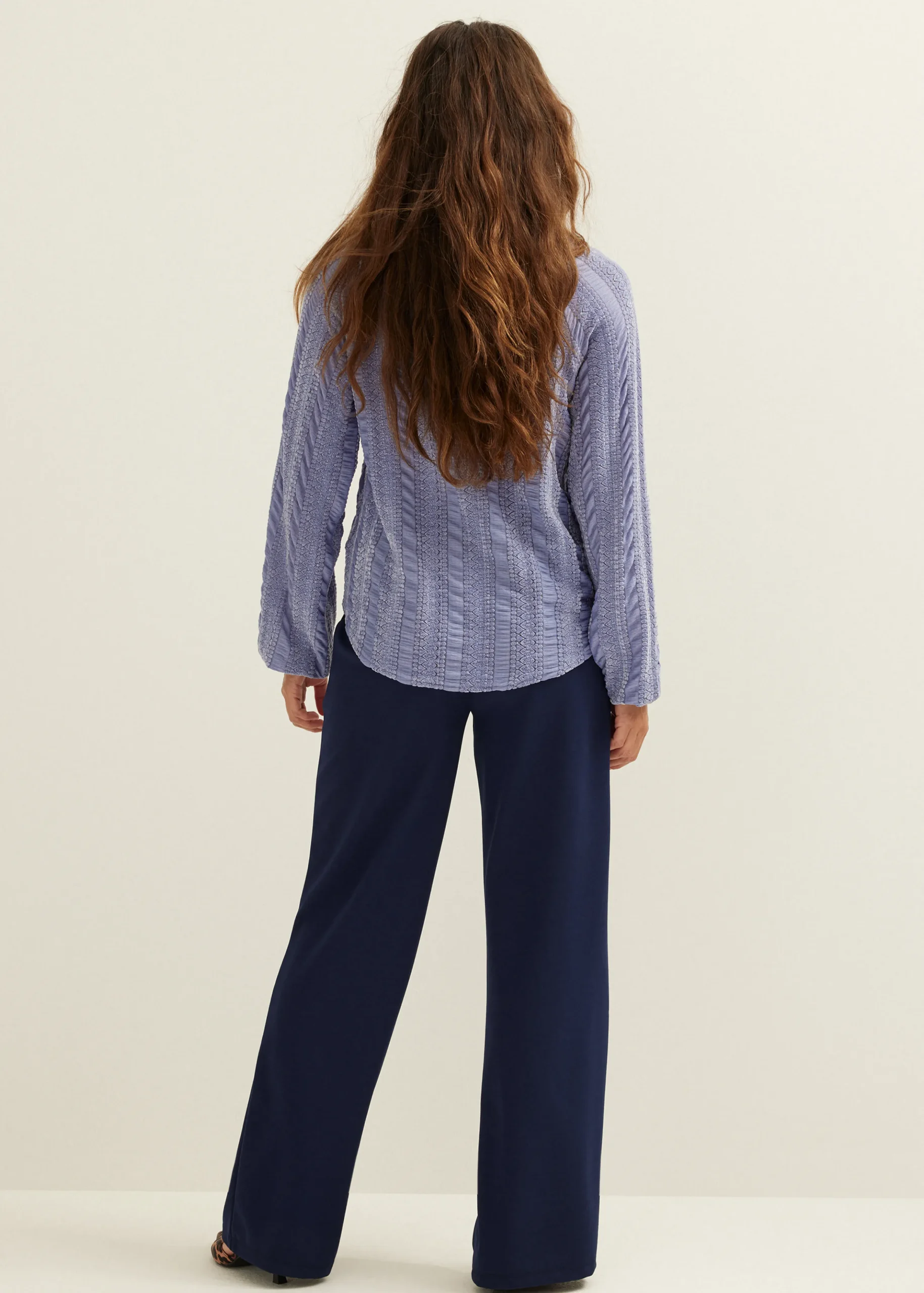 Sale Cotton Club Top met crochet details middenblauw