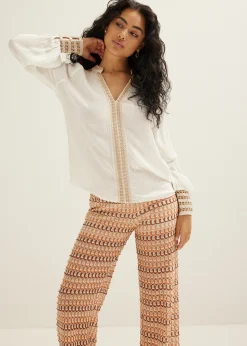 New Cotton Club Top met gehaakte details wit,off-white