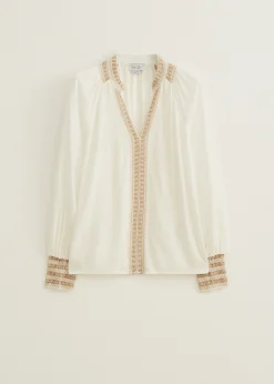 New Cotton Club Top met gehaakte details wit,off-white