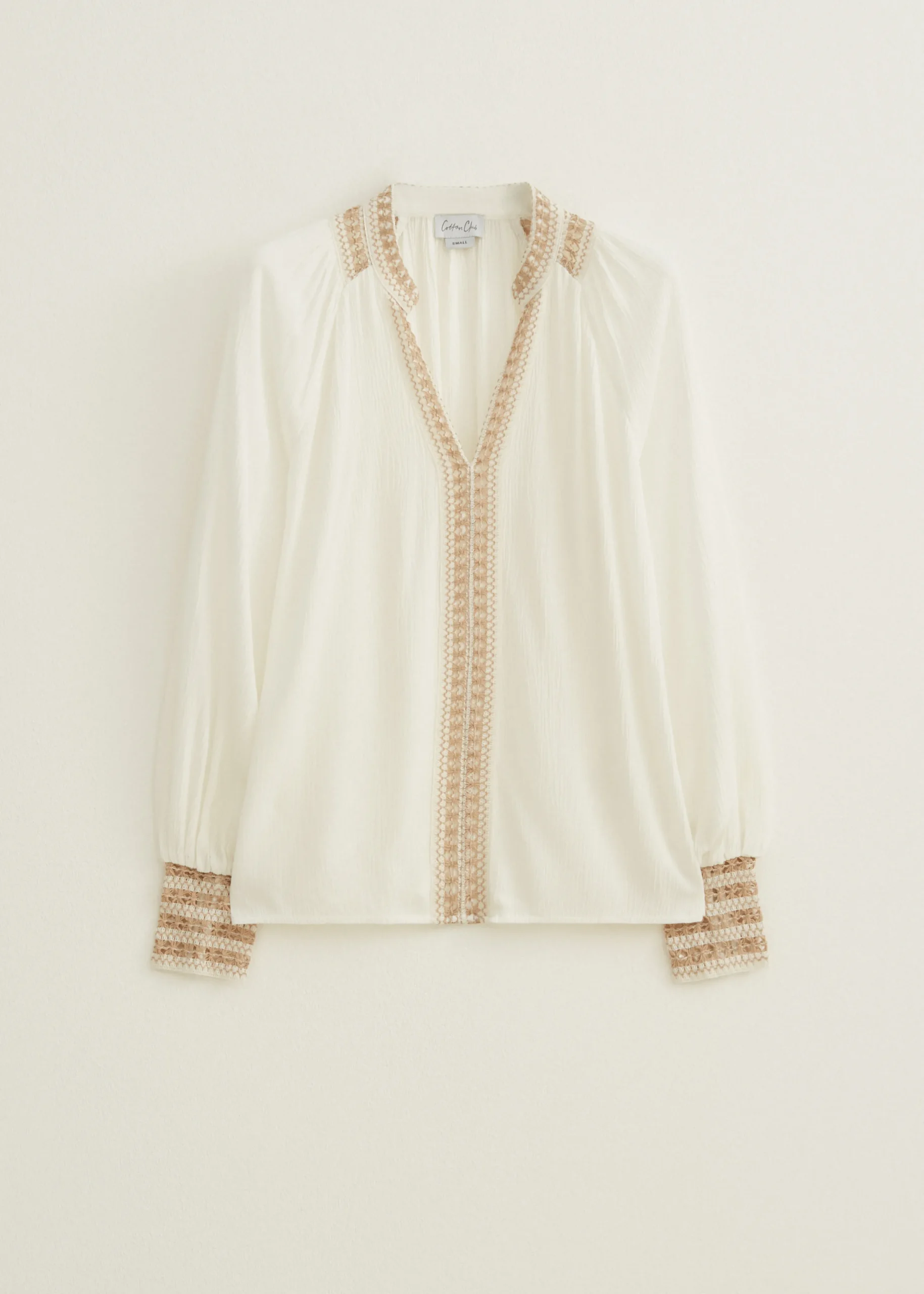 New Cotton Club Top met gehaakte details wit,off-white