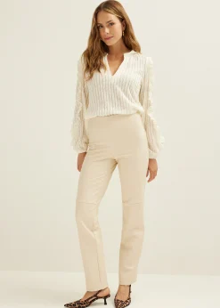 Discount Cotton Club Top met plissé structuur ecru