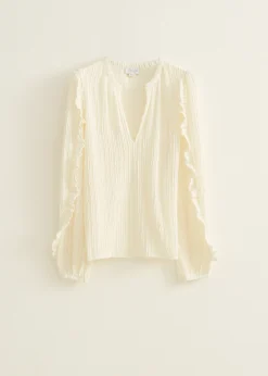 Discount Cotton Club Top met plissé structuur ecru