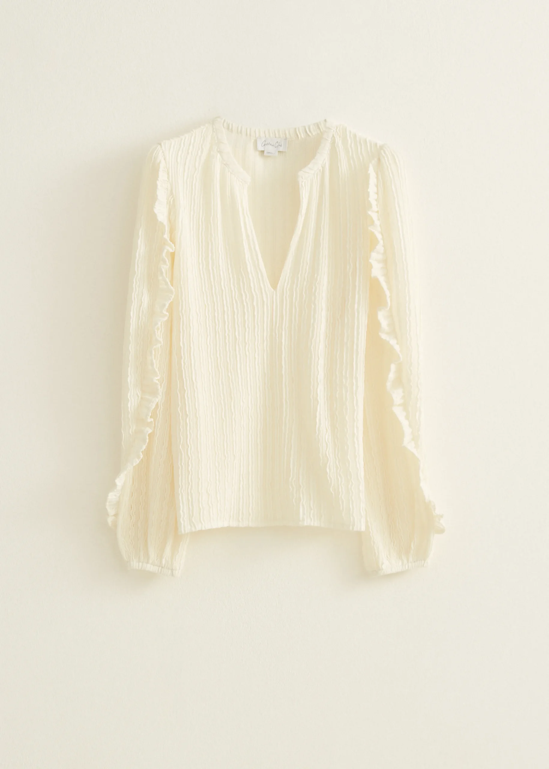 Discount Cotton Club Top met plissé structuur ecru