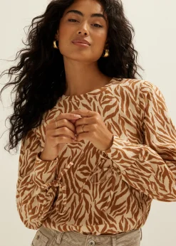 Discount Cotton Club Top met print bruin