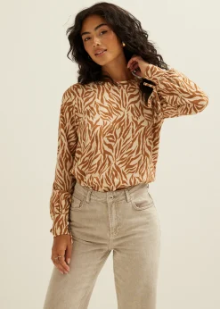 Discount Cotton Club Top met print bruin