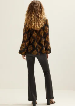 Sale Cotton Club Top met print bruin