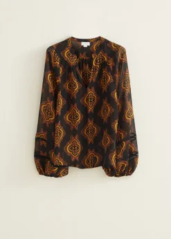 Sale Cotton Club Top met print bruin