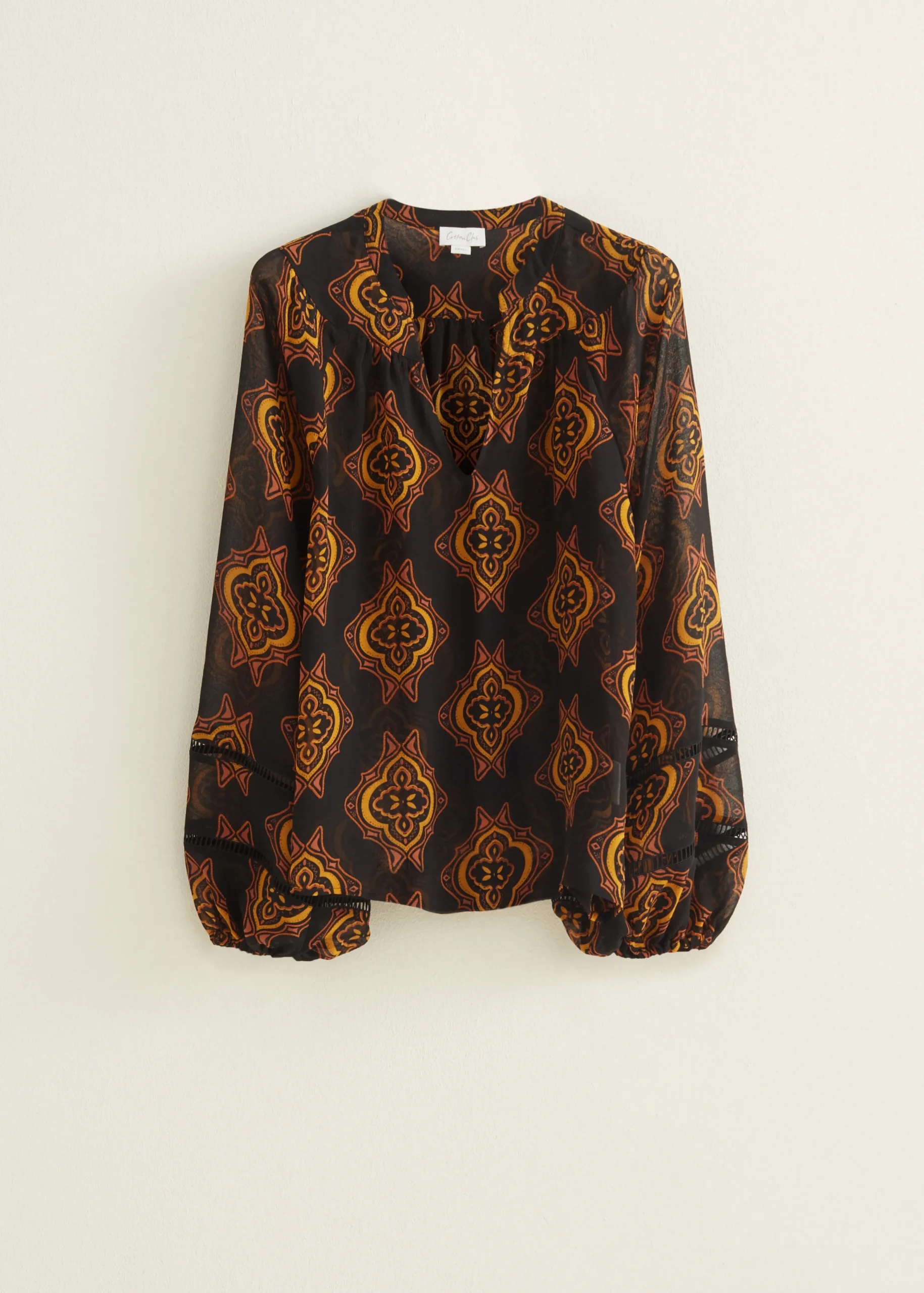 Sale Cotton Club Top met print bruin