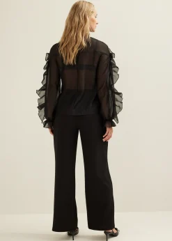 Best Cotton Club Top met ruffles zwart