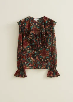 Fashion Cotton Club Top met volant details meerkleurig