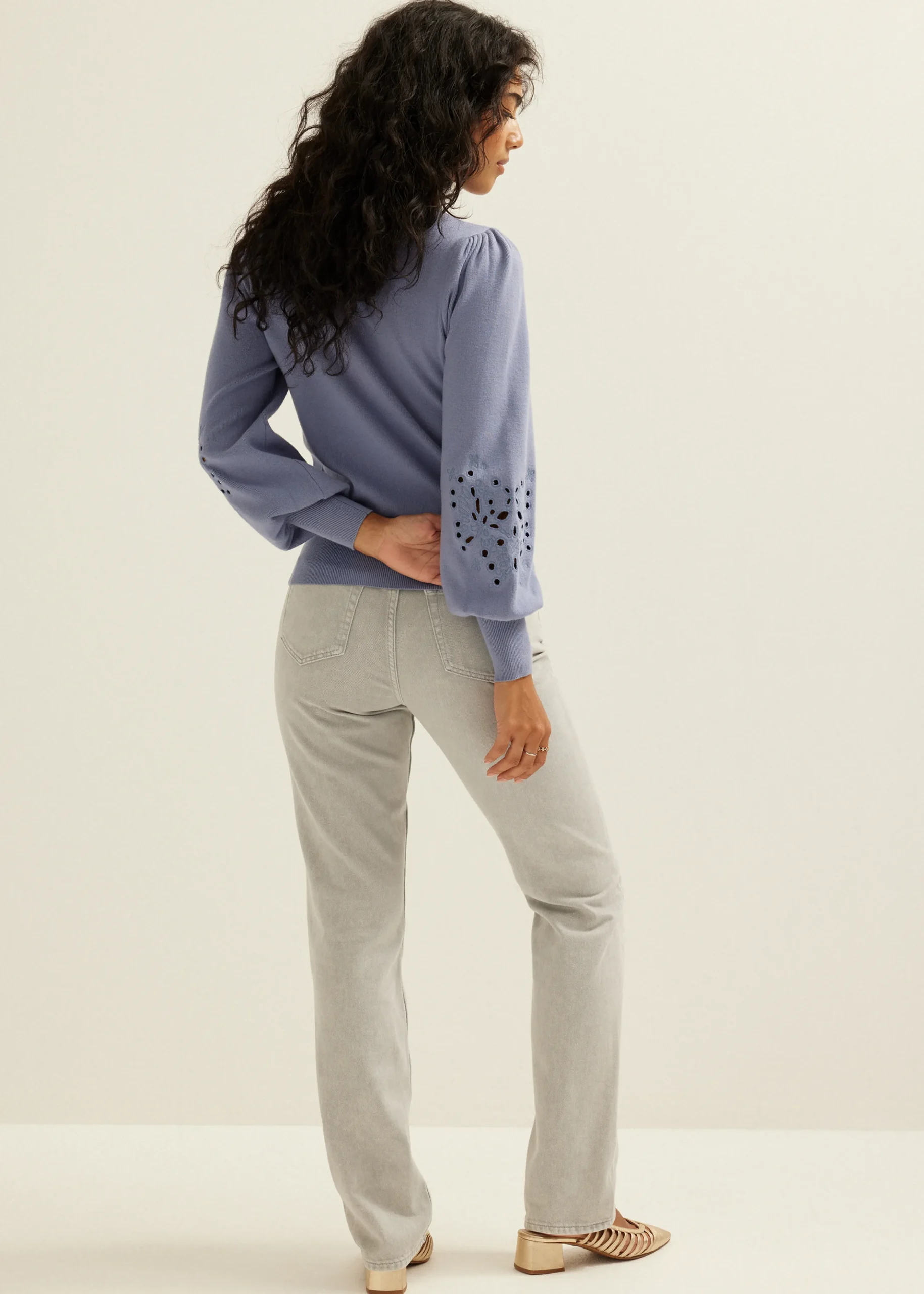 Discount Cotton Club Trui met broderie details middenblauw