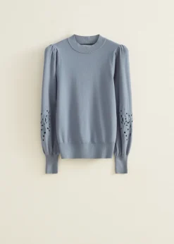 Discount Cotton Club Trui met broderie details middenblauw