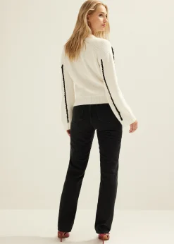 Online Cotton Club Trui met contrast detail ecru