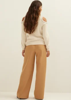 Discount Cotton Club Trui met cut-outs lichtzand