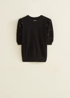 Outlet Cotton Club Trui met geborduurde kralen zwart