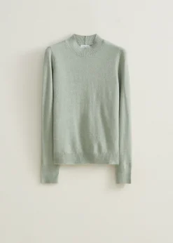Outlet Cotton Club Trui met hoge hals turquoise,licht
