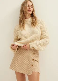 Sale Cotton Club trui met kabel detail lichtzand