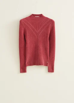 Online Cotton Club Trui met kabelpatroon mauve
