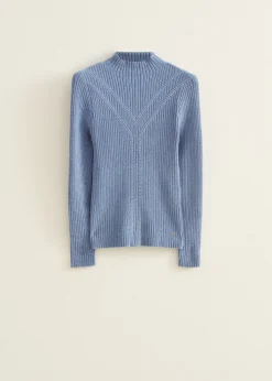 Sale Cotton Club Trui met kabelpatroon middenblauw