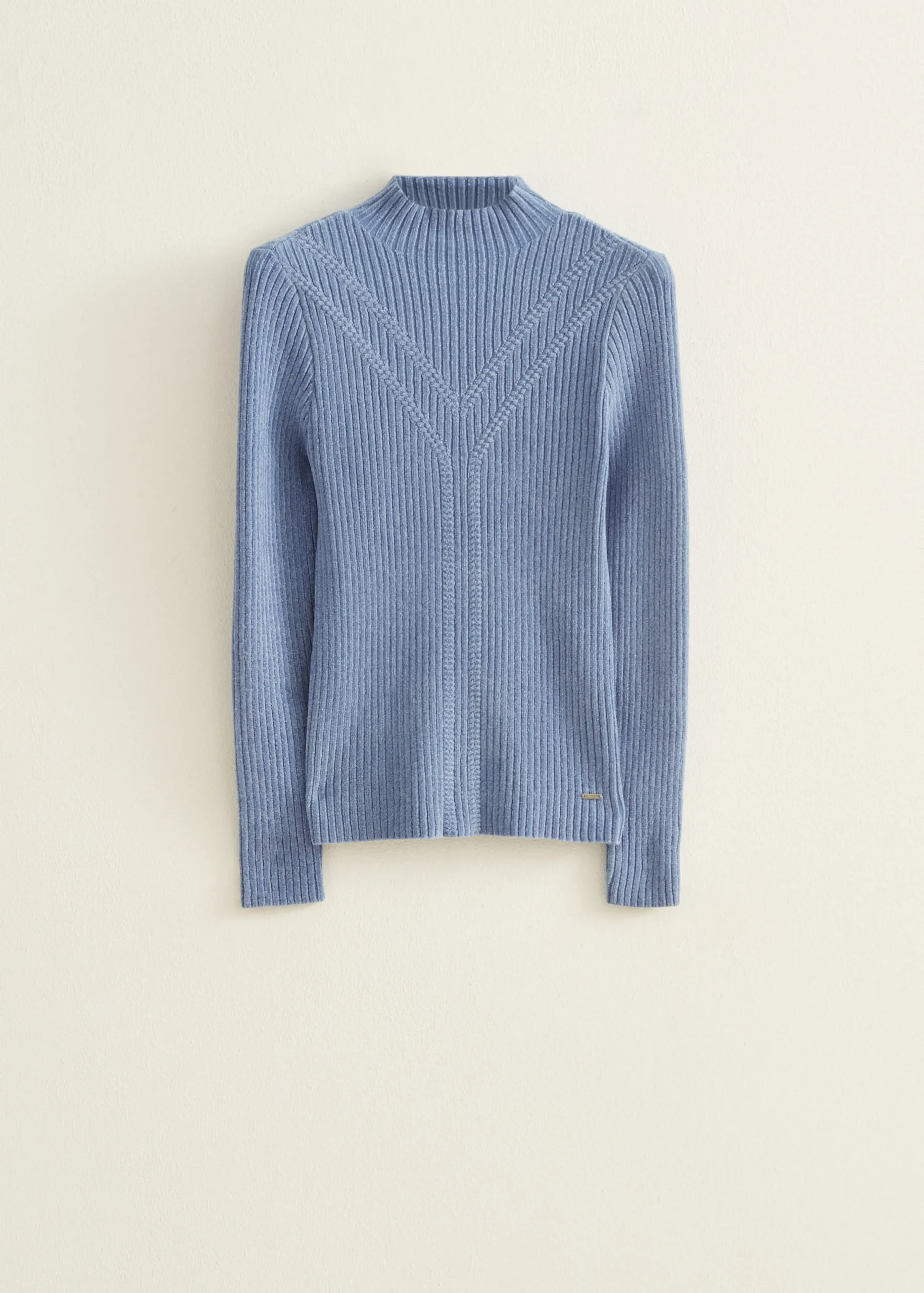 Sale Cotton Club Trui met kabelpatroon middenblauw