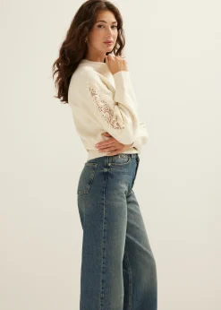 Discount Cotton Club Trui met kant details lichtzand