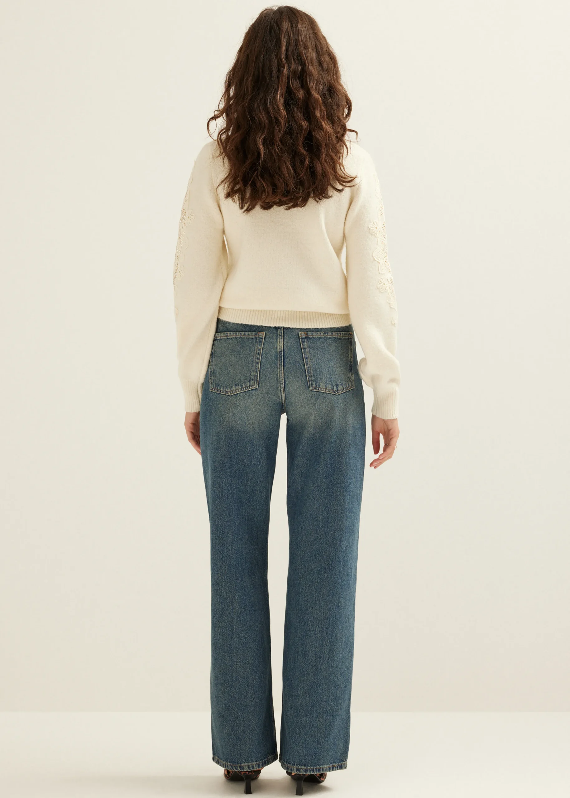 Discount Cotton Club Trui met kant details lichtzand