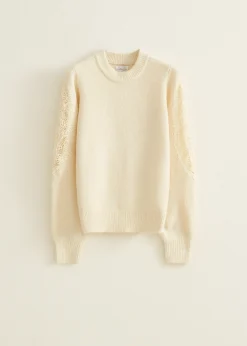 Discount Cotton Club Trui met kant details lichtzand