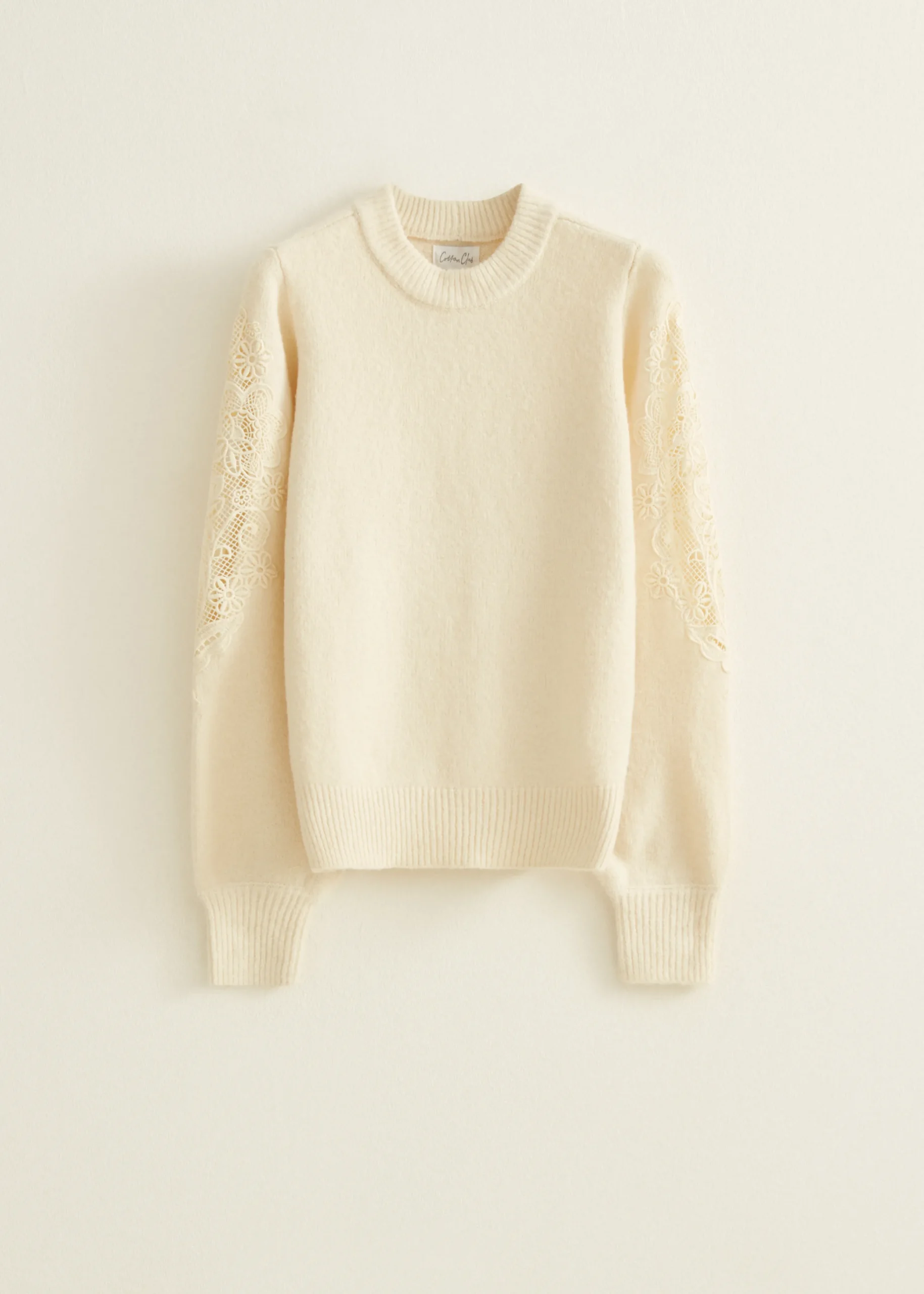 Discount Cotton Club Trui met kant details lichtzand
