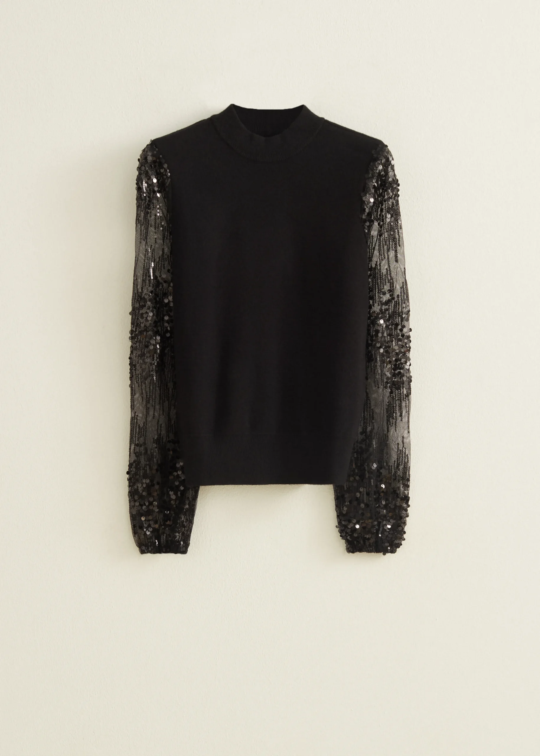 Sale Cotton Club Trui met paillet mouwen zwart