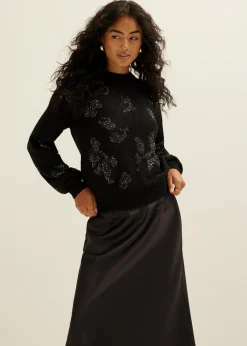 Online Cotton Club Trui met pailletten zwart