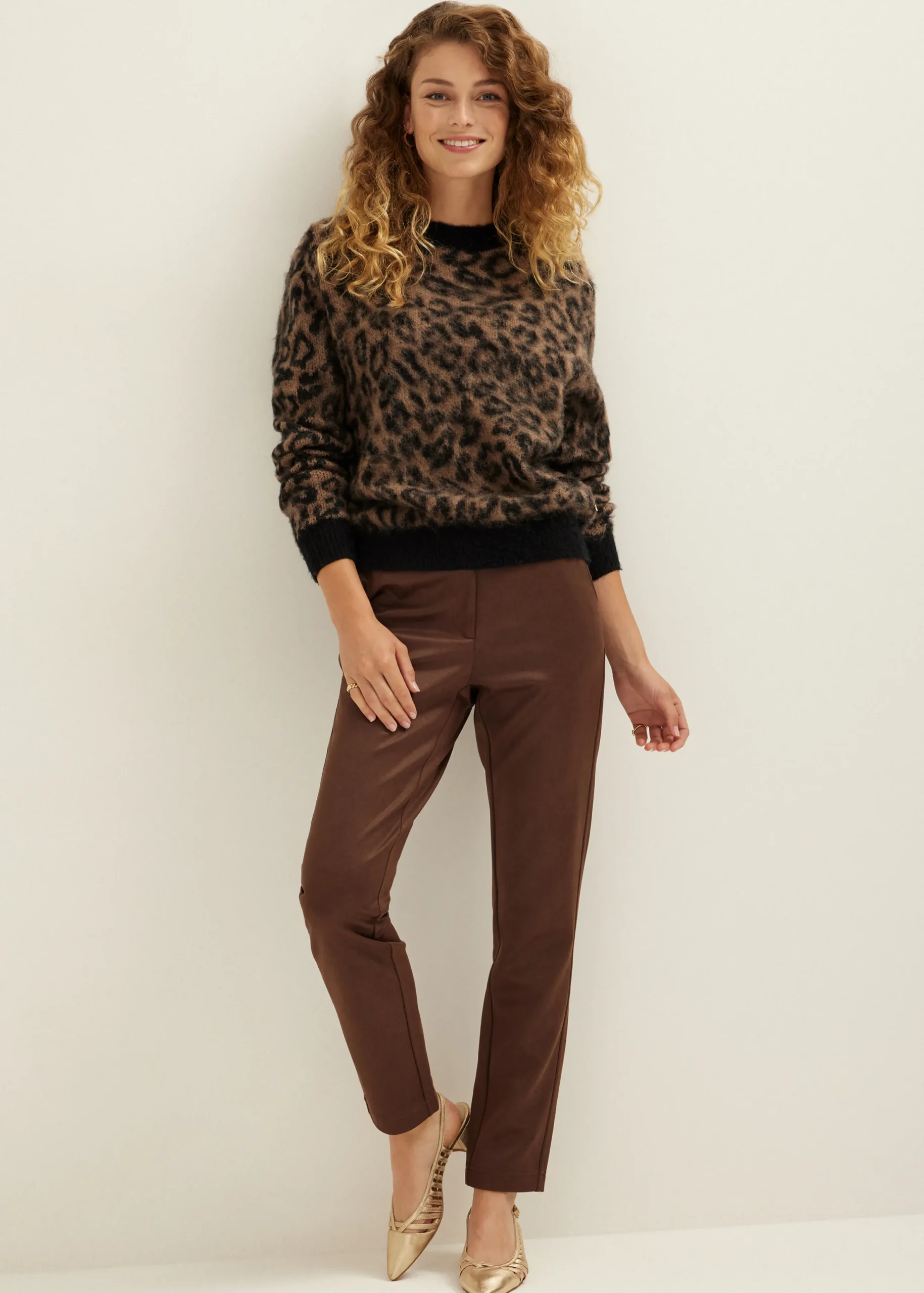 Fashion Cotton Club Trui met panterprint meerkleurig