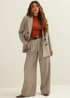 Discount Cotton Club Trui met rib detail middenbruin